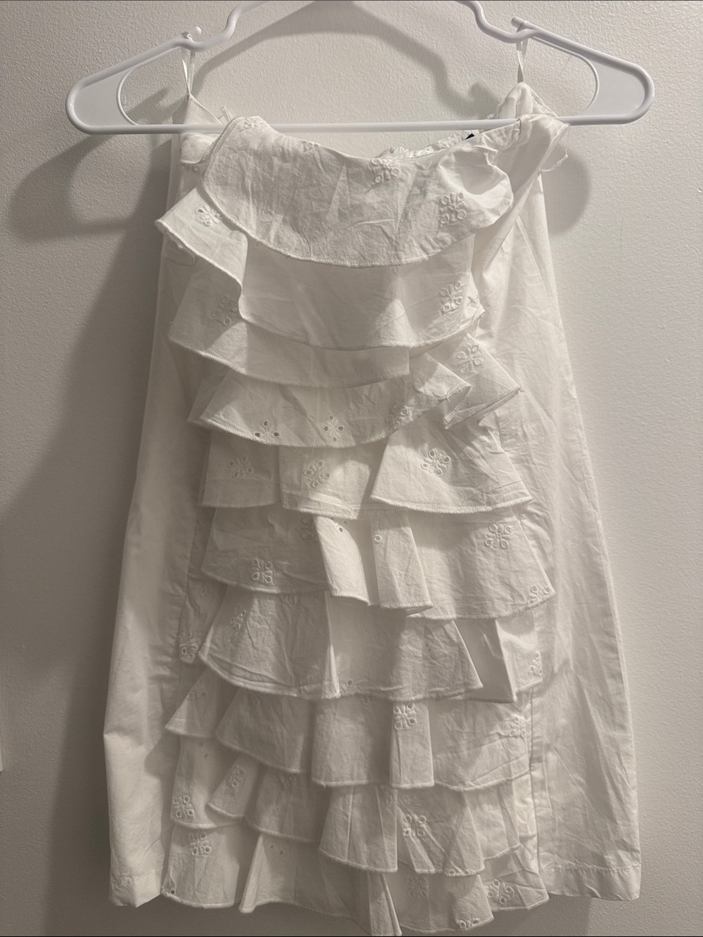 Zara White Ruffled Eyelet Dress